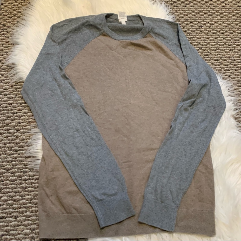 Express Men's Colorblock Crewneck Sweater Gray Tan Size S